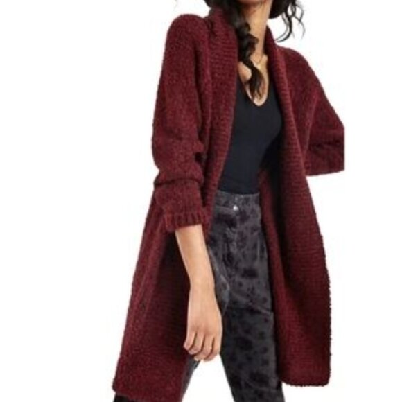 Anthropologie Sweaters - Anthropologie Lilla Cardigan Maroon Red Chunky Knit Sweater Cardigan Cozy Long